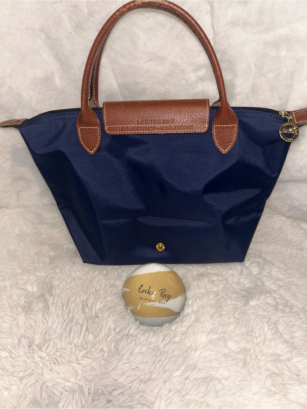 Longchamp Le Pliage Small Navy Tote Bag - Picture 2 of 14